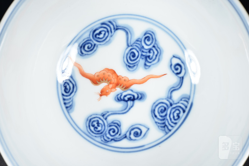 清光绪 青花矾红云蝠纹碗 - 图6